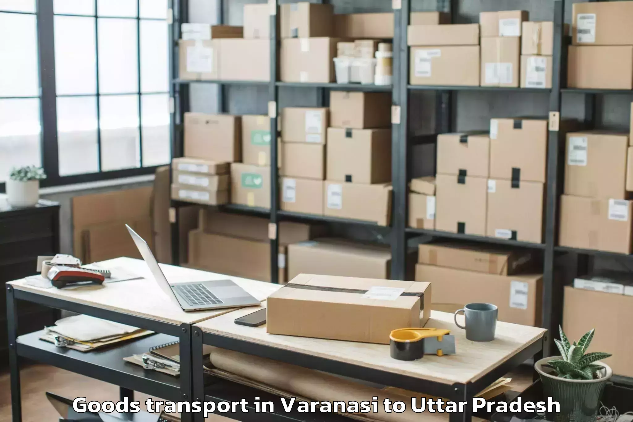 Top Varanasi to Sharda University Greater Noid Goods Transport Available